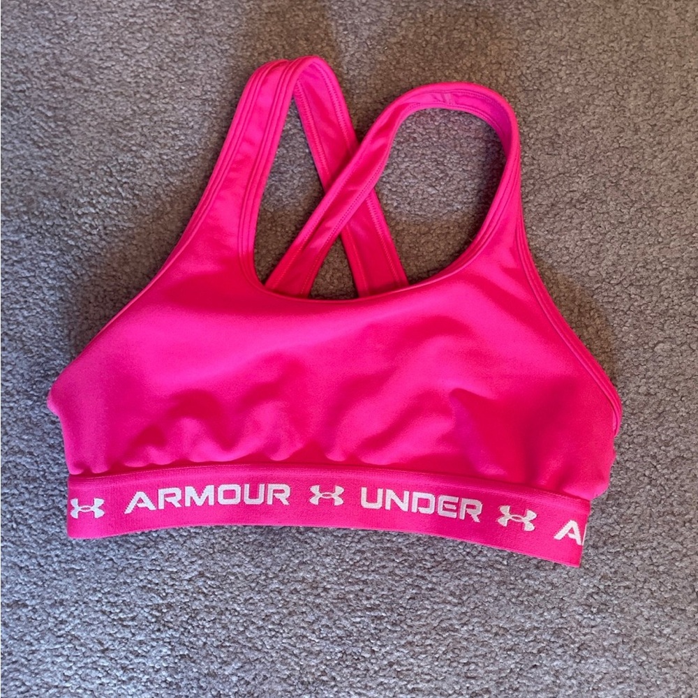 Youth Under Armour Hot Pink Sports Bra with Logo Band
